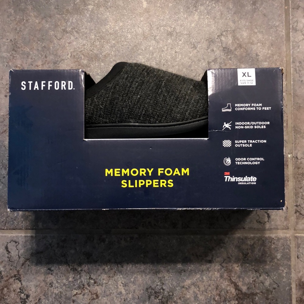 Stafford Memory Foam Slippers Size XL